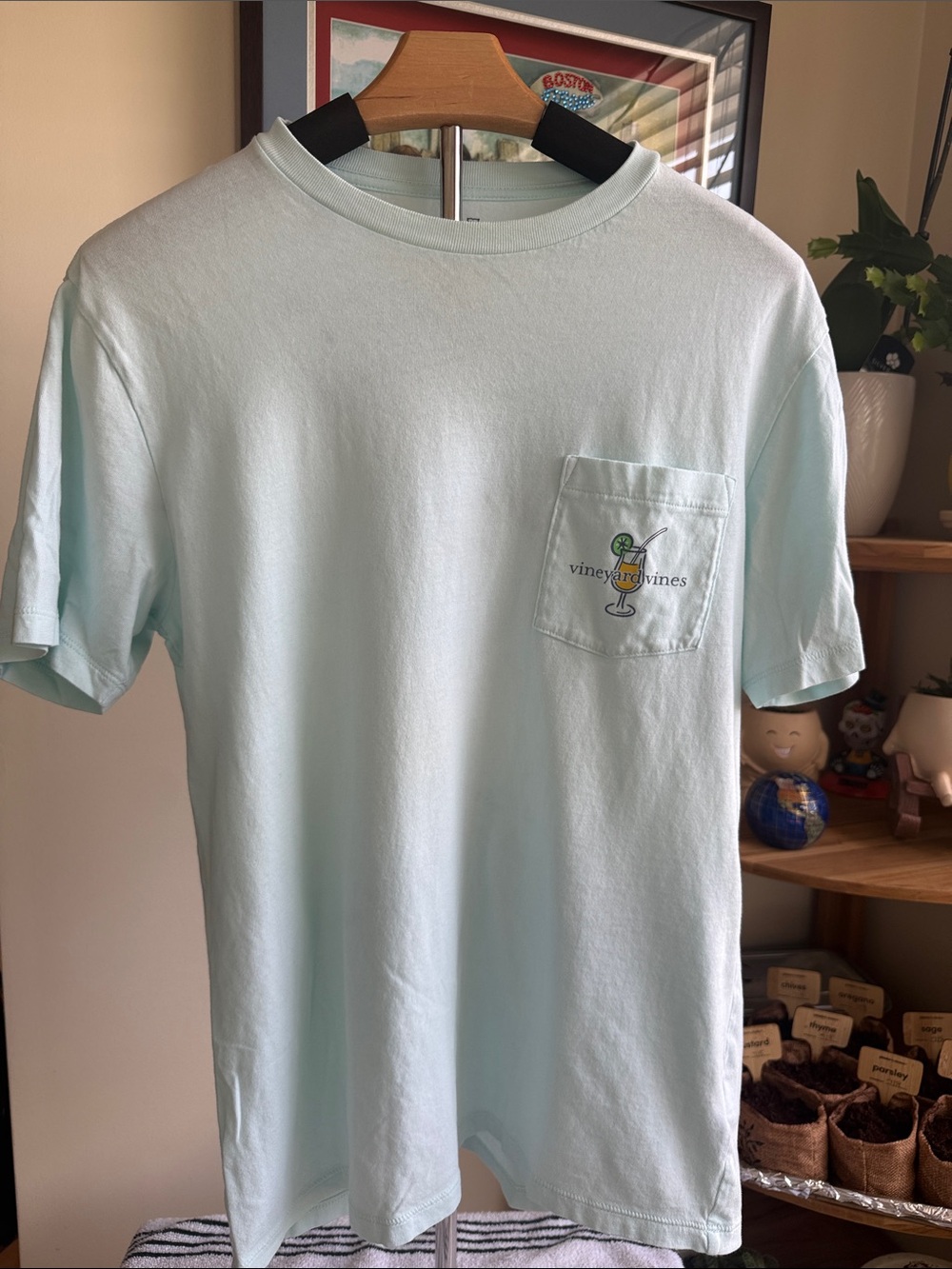 Vineyard Vines Light Aqua Short-Sleeve Pocket Tee